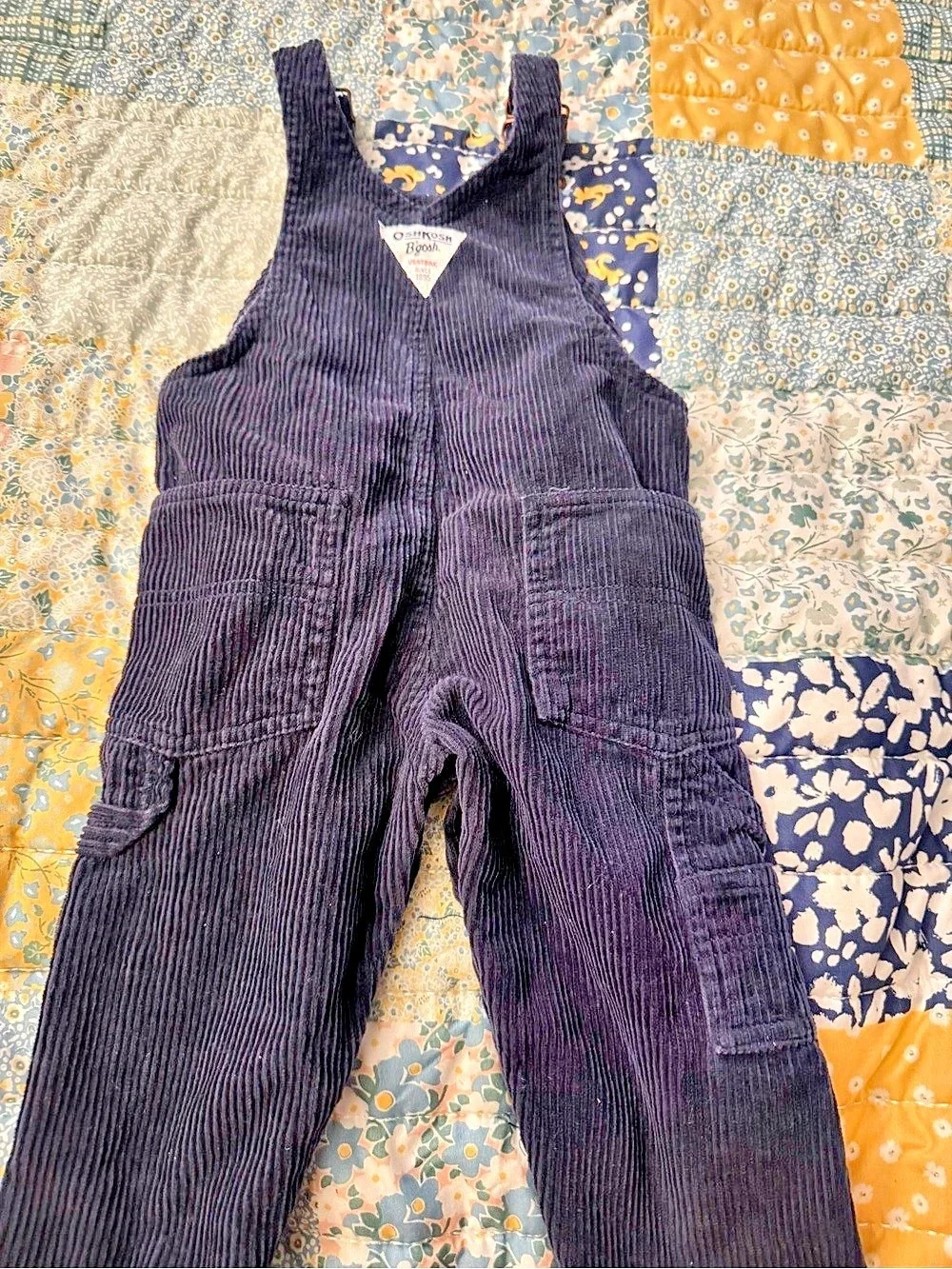 OshKosh B'gosh Velvet Baby Black Corduroy Overalls 12M